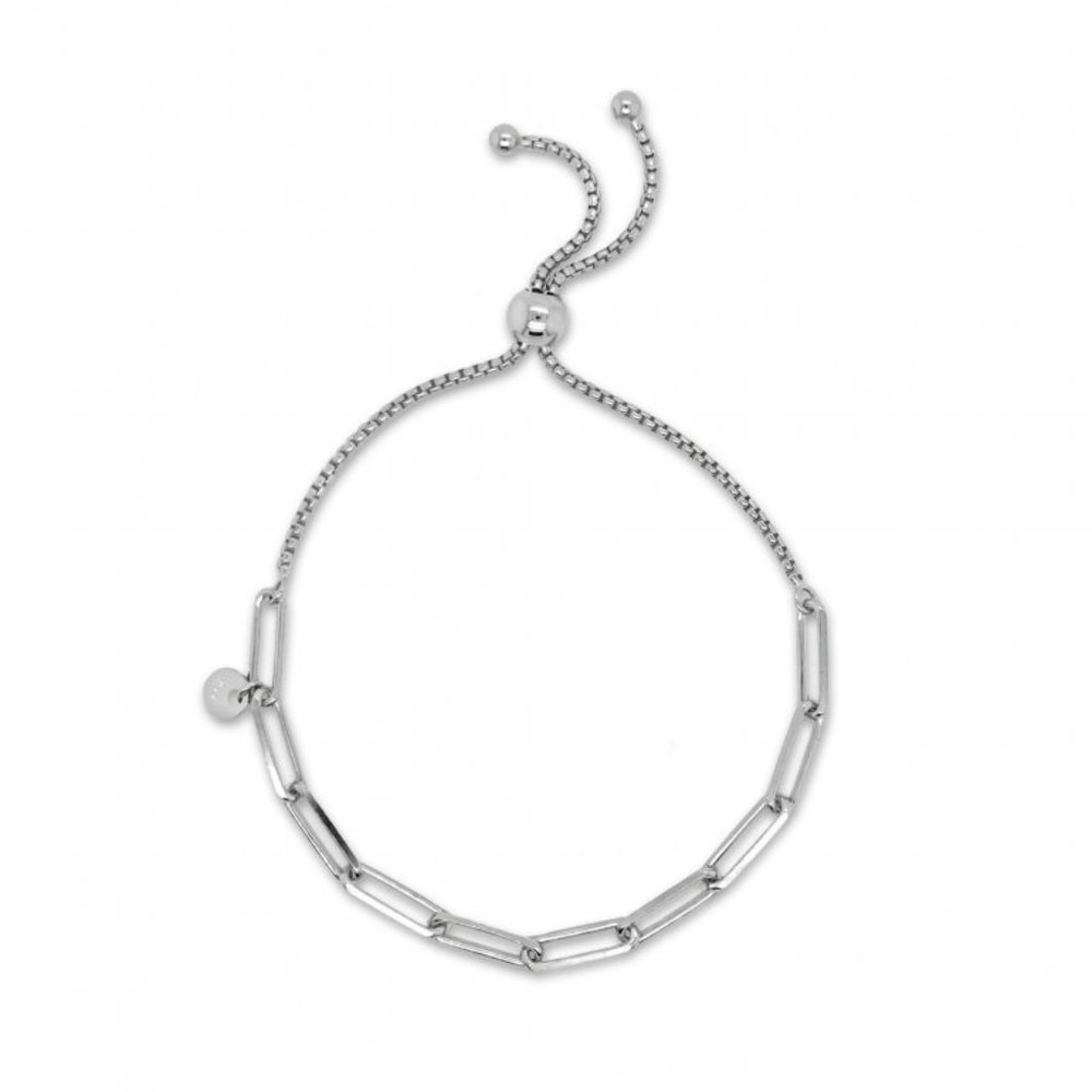 Sterling Silver Adjustable Paperclip Bracelet - Slider bracelet